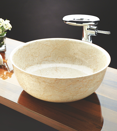 Carino-L - Travertine Cream Marble Basin – Aquant India