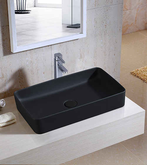 Matt Black Table-Mounted Wash Basin – Aquant India