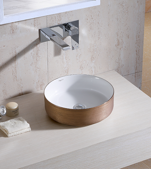 Rose Gold + White Table-Mounted Wash Basin – Aquant India