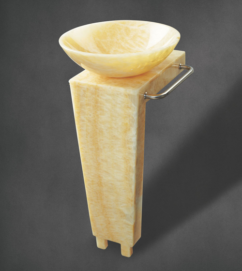 Venice - Honey Onyx Pedestal + Basin – Aquant India
