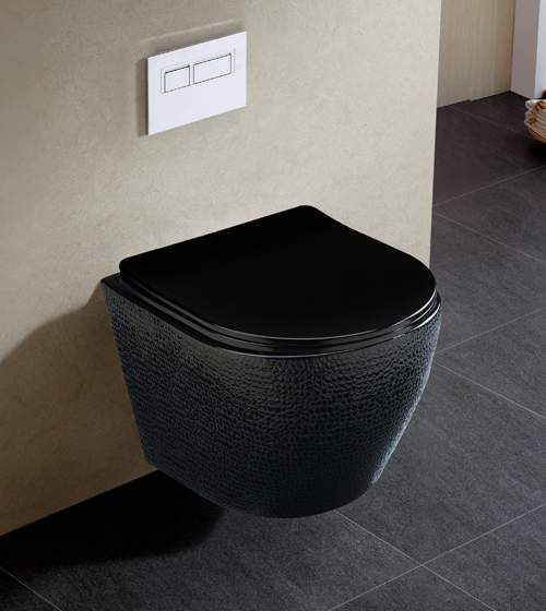 Rimless Flush Toilet, Matt Black Toilet