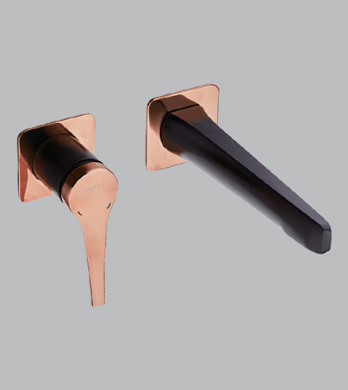 Wall-Mounted Basin Mixer (Matt Black + Rose Gold) – Aquant India