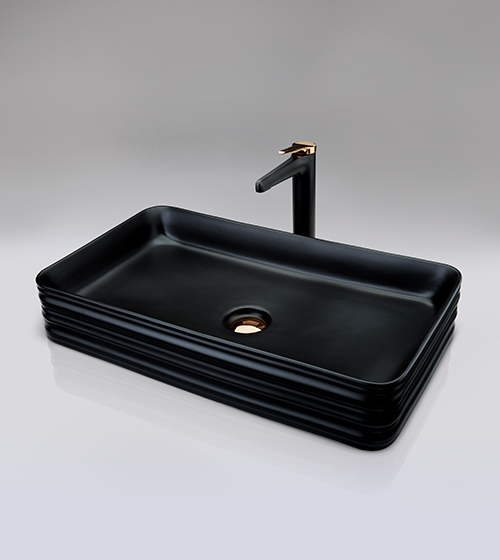 Matt Black Table-Mounted Wash Basin – Aquant India