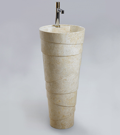 Caves Crema - Cream Marble Pedestal Basin – Aquant India